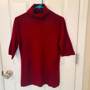 EUC Chadwicks Maroon Elbow Sleeve Turtle Neck Sweater, Size Medium Tall